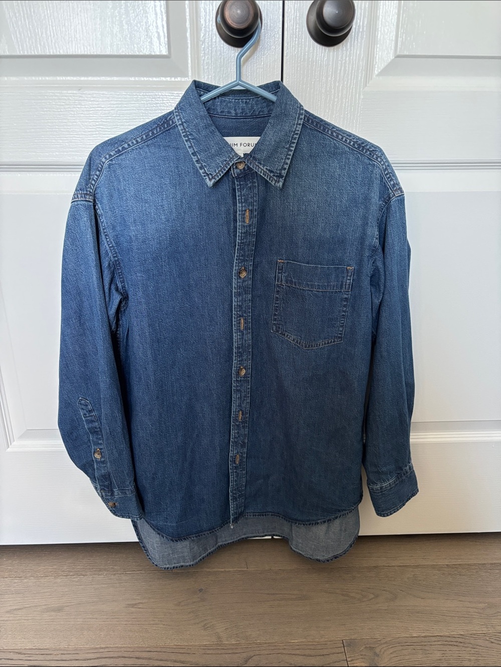 Denim Forum Button-Up Shirt in Medium Blue